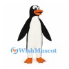 Penguin Mascot Costume with Long Orange Beak and White Belly