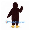 Penguin Mascot Costume in Burgundy and White with Yellow Beak