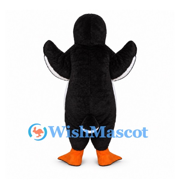 Puffin Mascot Costume in Black and White with Orange Beak