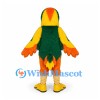 Parrot Mascot Costume in Orange and Yellow with Green Back