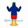Parrot Mascot Costume with Blue Wings and Orange Belly