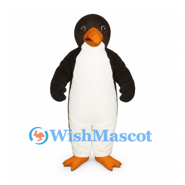 Penguin Mascot Costume in Black with Large White Belly
