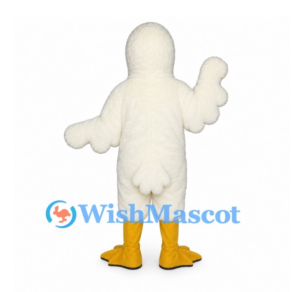 Duck Mascot Costume in Cream with Broad Yellow Bill
