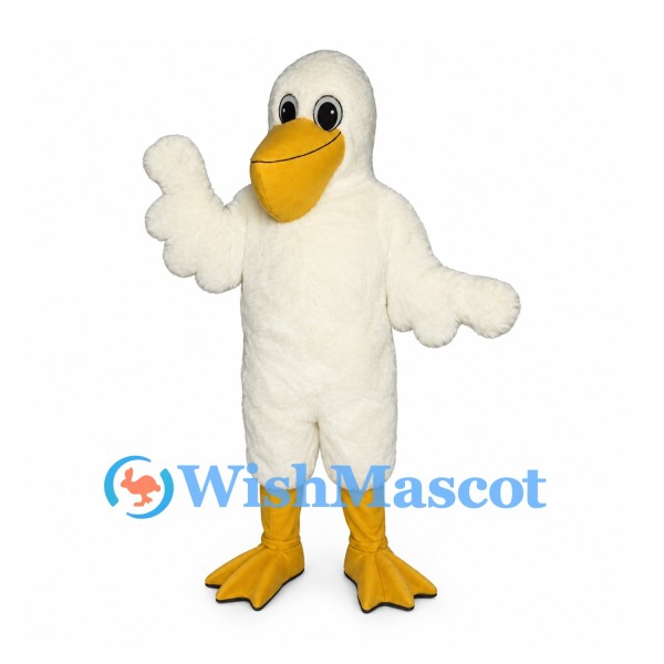 Duck Mascot Costume in Cream with Broad Yellow Bill