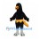 Bird Mascot Costume in Black with Gold Tail and Gray Legs
