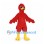 Bird Mascot Costume in Red with Yellow Beak and Feathered Crest