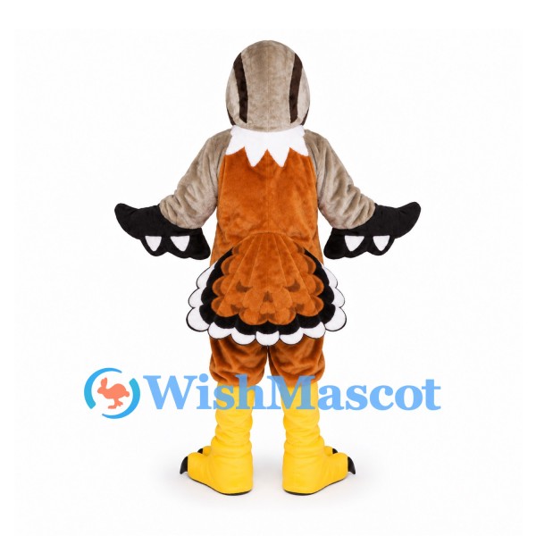 Hawk Mascot Costume with Gray Wings and Orange Chest