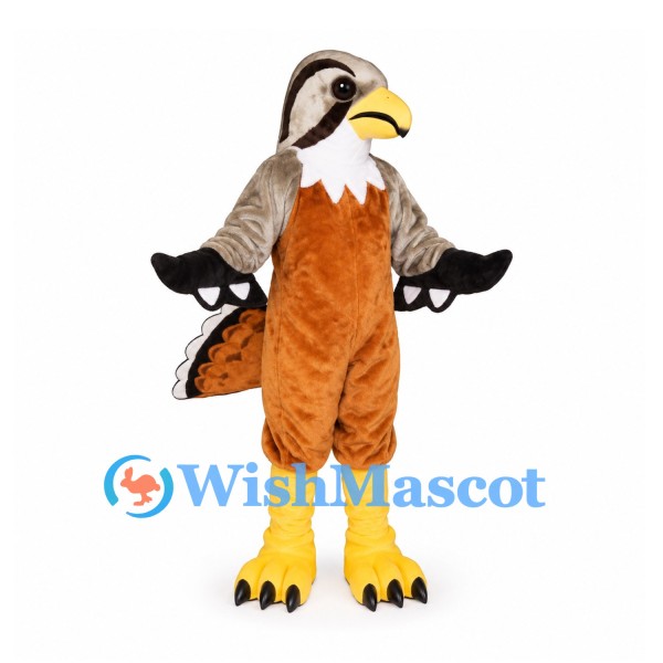 Hawk Mascot Costume with Gray Wings and Orange Chest