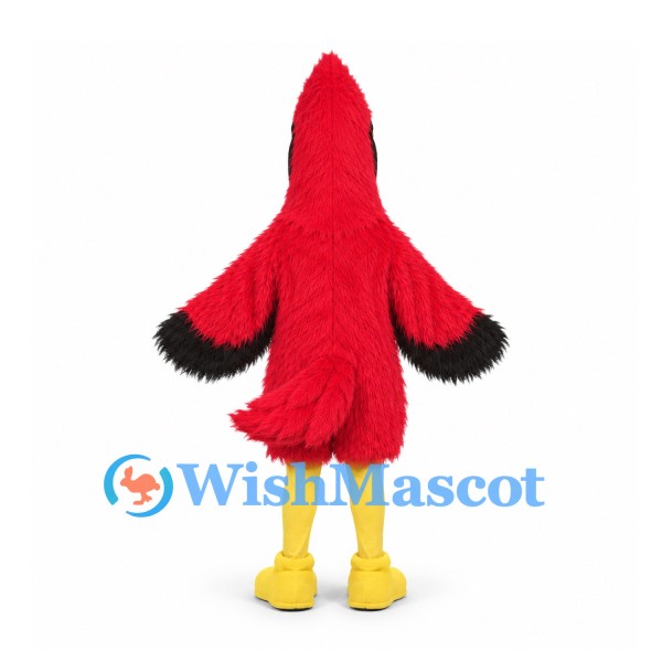 Cardinal Mascot Costume in Red with Long Black Throat Patch