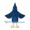 Blue Jay Mascot Costume with Gray Belly and Tall Crest