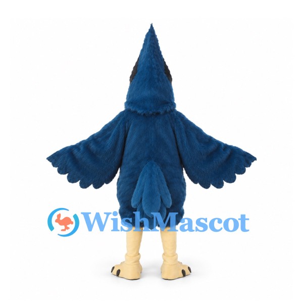 Blue Jay Mascot Costume with Gray Belly and Tall Crest