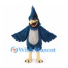 Blue Jay Mascot Costume with Gray Belly and Tall Crest