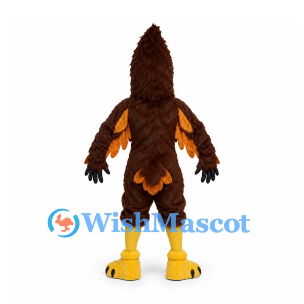 Eagle Mascot Costume in Brown with Muscular Gold Chest