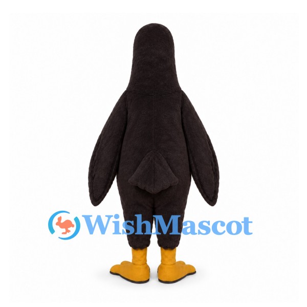 Bird Mascot Costume in Dark Brown with Yellow Beak and Feet