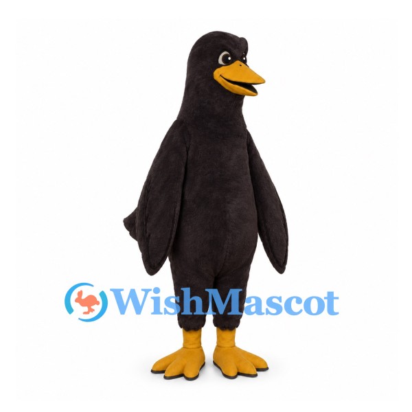 Bird Mascot Costume in Dark Brown with Yellow Beak and Feet