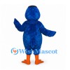 Bird Mascot Costume in Blue with Orange Beak and Headphones