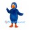 Bird Mascot Costume in Blue with Orange Beak and Headphones