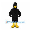 Bird Mascot Costume in Black with Yellow Beak and Head Tuft