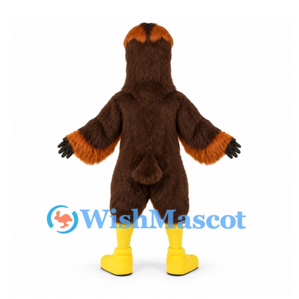 Eagle Mascot Costume in Brown with Tan Belly and Yellow Feet