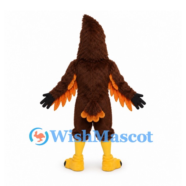 Eagle Mascot Costume in Brown with Sculpted Chest and Tall Crest