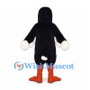Crow Mascot Costume in Black with Orange Beak and Fierce Expression