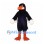 Crow Mascot Costume in Black with Orange Beak and Fierce Expression