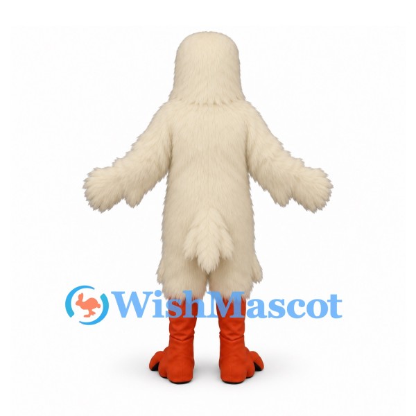Falcon Mascot Costume in Cream with Orange Beak and Legs