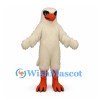 Falcon Mascot Costume in Cream with Orange Beak and Legs