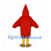 Cardinal Mascot Costume in Red with Tall Crest and Yellow Beak