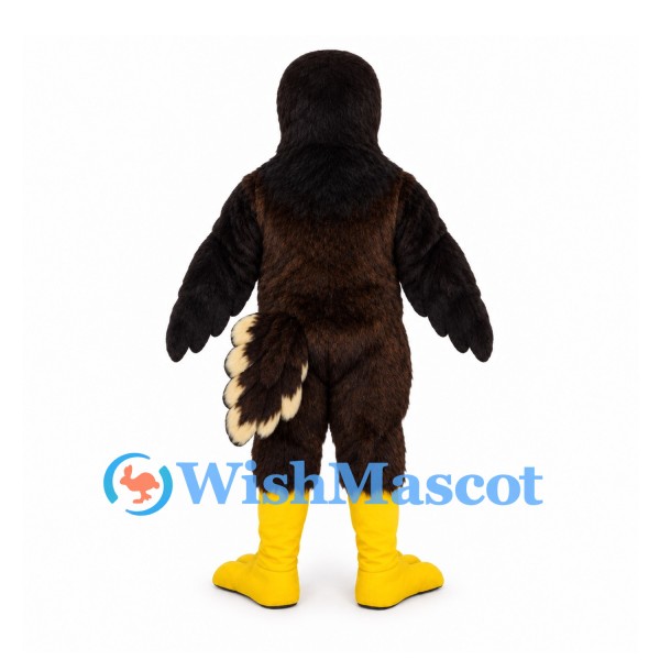 Hawk Mascot Costume in Dark Brown with Yellow Eye Rings