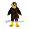 Hawk Mascot Costume in Dark Brown with Yellow Eye Rings