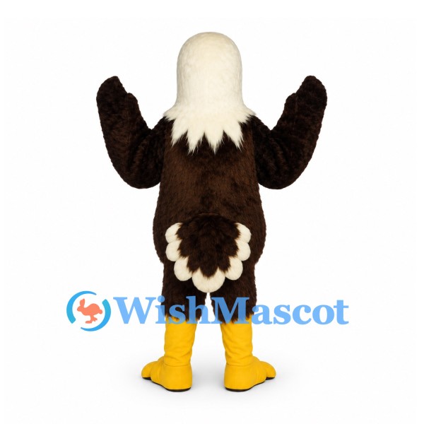 Eagle Mascot Costume with White Head and Brown Feathered Wings