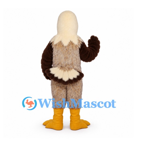 Eagle Mascot Costume with Cream Head and Gray Brown Body