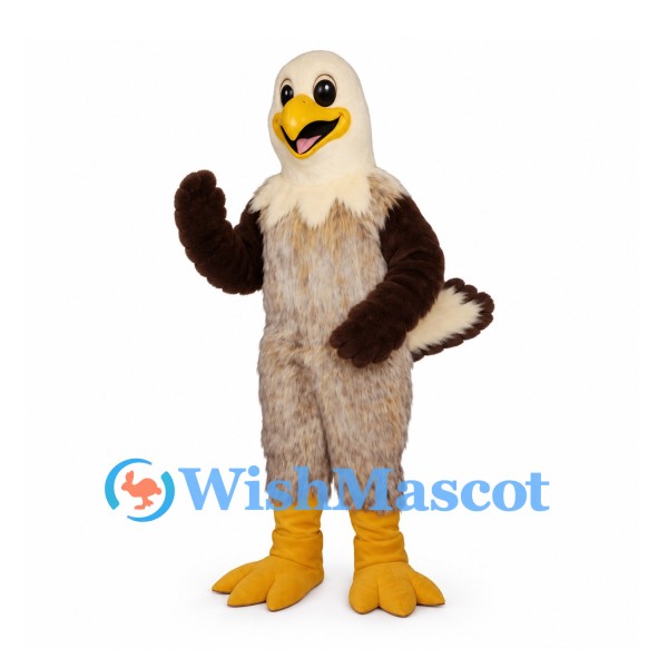 Eagle Mascot Costume with Cream Head and Gray Brown Body