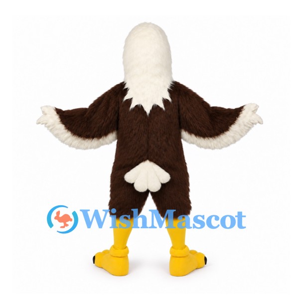 Eagle Mascot Costume with White Head and Spread Brown Wings