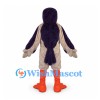 Falcon Mascot Costume in Gray and Purple with Orange Beak
