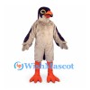 Falcon Mascot Costume in Gray and Purple with Orange Beak