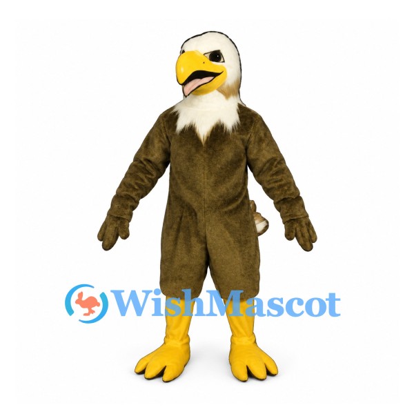 Eagle Mascot Costume with Cream Head and Olive Brown Body