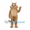 Cat Mascot Costume in Tan with Rounded Belly and Long Tail