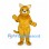 Cat Mascot Costume in Yellow with Round Face and Long Tail