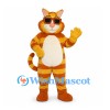 Cat Mascot Costume in Orange Stripes with Dark Sunglasses