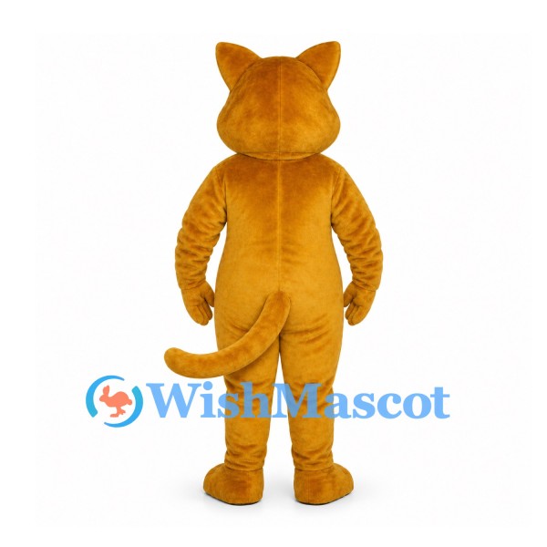 Cat Mascot Costume in Gold with White Muzzle and Long Tail