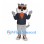 Cat Mascot Costume in Gray with Dark Jacket and Orange Goggles