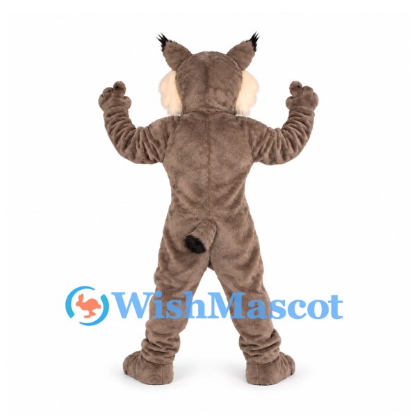 Lynx Mascot Costume in Gray with Muscular Chest and Tufted Ears