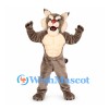 Lynx Mascot Costume in Gray with Muscular Chest and Tufted Ears