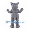 Cat Mascot Costume in Gray with White Belly and Paw Pads