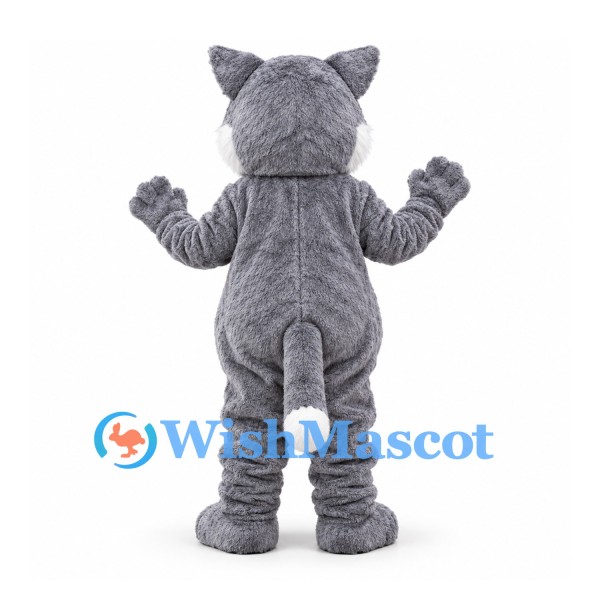 Cat Mascot Costume in Gray with White Belly and Paw Pads