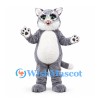 Cat Mascot Costume in Gray with White Belly and Paw Pads
