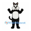 Cat Mascot Costume in Black and White with Round Cheeks