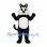 Cat Mascot Costume in Black and White with Round Cheeks